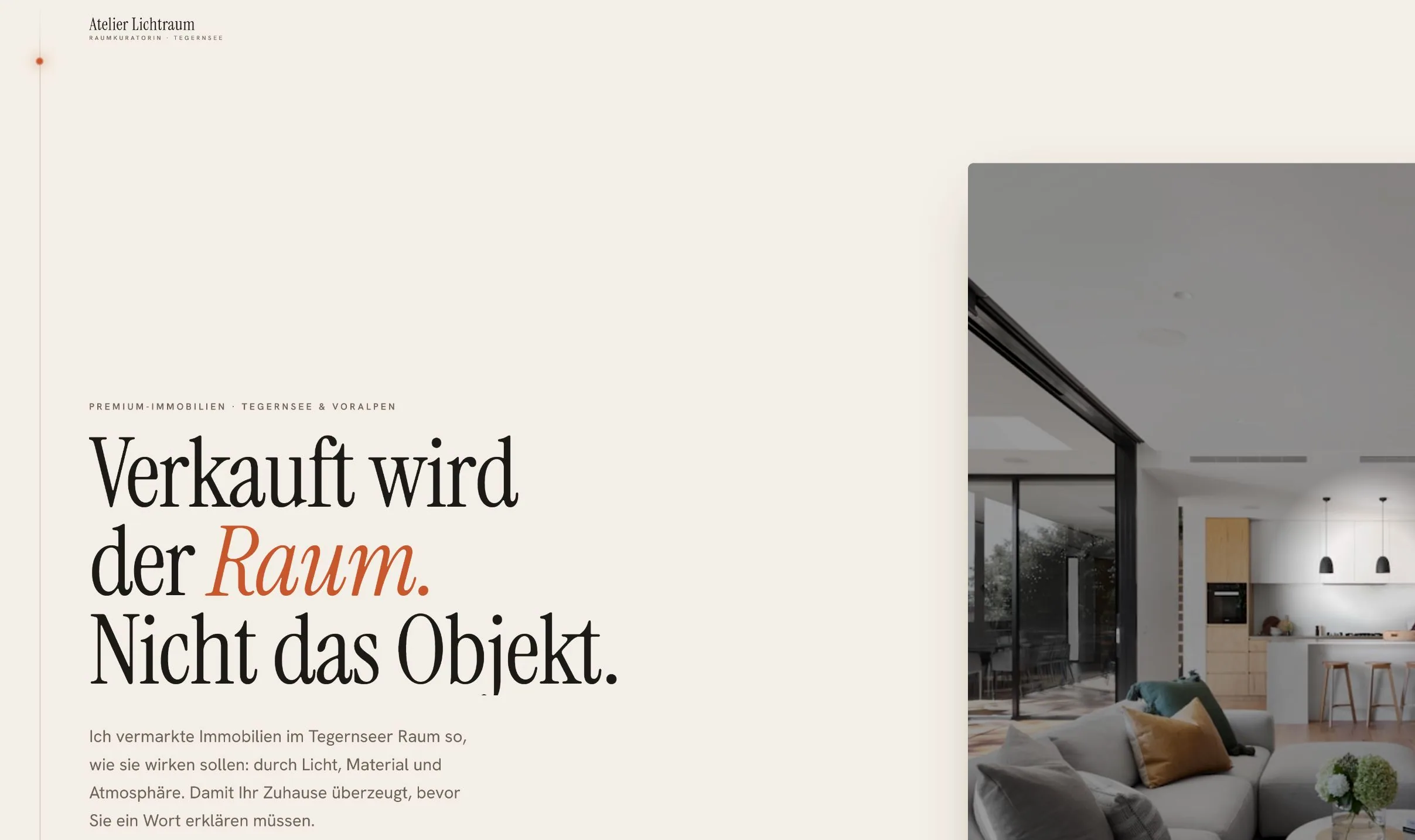 Hero der Atelier Lichtraum Demoseite